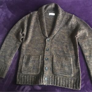 Peek Boys Brown Shawl Collar Button Sweater Cardigan NWOT